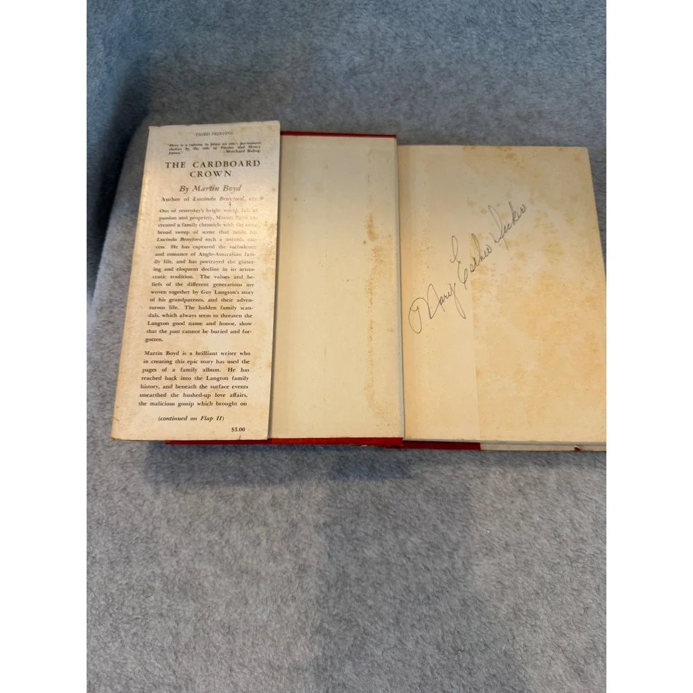 The Cardboard Crown Martin Boyd 1953 Hardcover Book Dust Jacket Fiction Novel